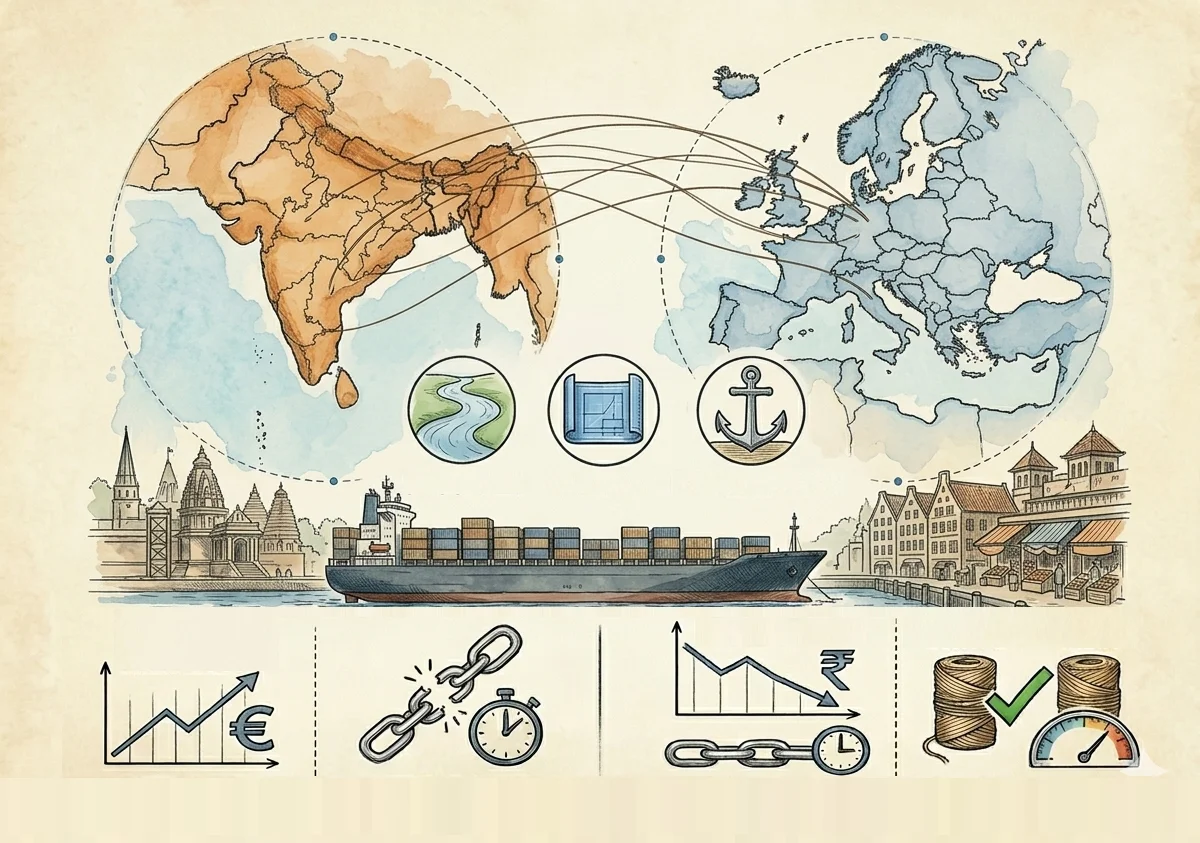 India ↔ Europe trade map